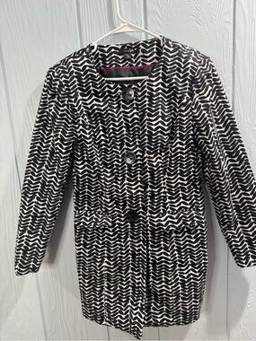 Black & White Patterned Pea Coat by Studio M